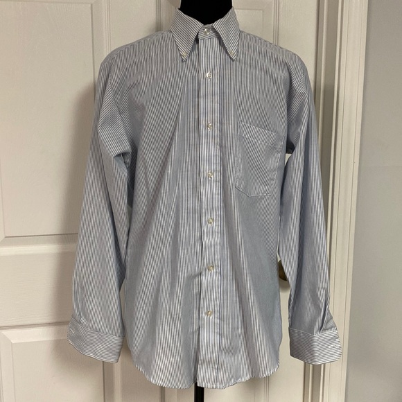 GW Gentleman’s Warehouse blue pinstripes button down shirt. 15 1/2 x 33 - Picture 2 of 10